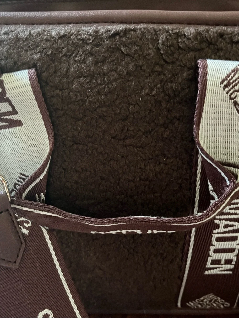 Steve Madden Brown Shearling-Trim Satchel Bag